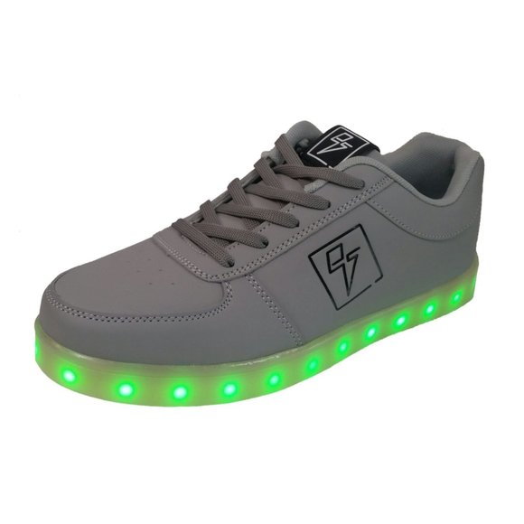 Electric Styles LED Shoes Women's Light Up Glow Sneakers gray Lo Top Bolt EDM - Picture 9 of 14